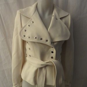 FINAL SALE!  RARE ELIE TAHARI OFF-WHITE SNAP BUTTON JACKET W/BELT size XS